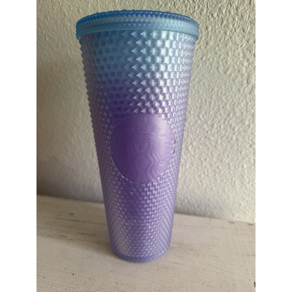 New Starbucks Studded Blue Purple Lilac Ombre Cold Cup Tumbler 24oz-no Straw